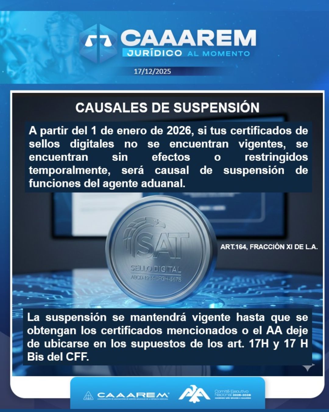 Riesgo de suspensión del agente aduanal por sellos digitales a partir de 2026