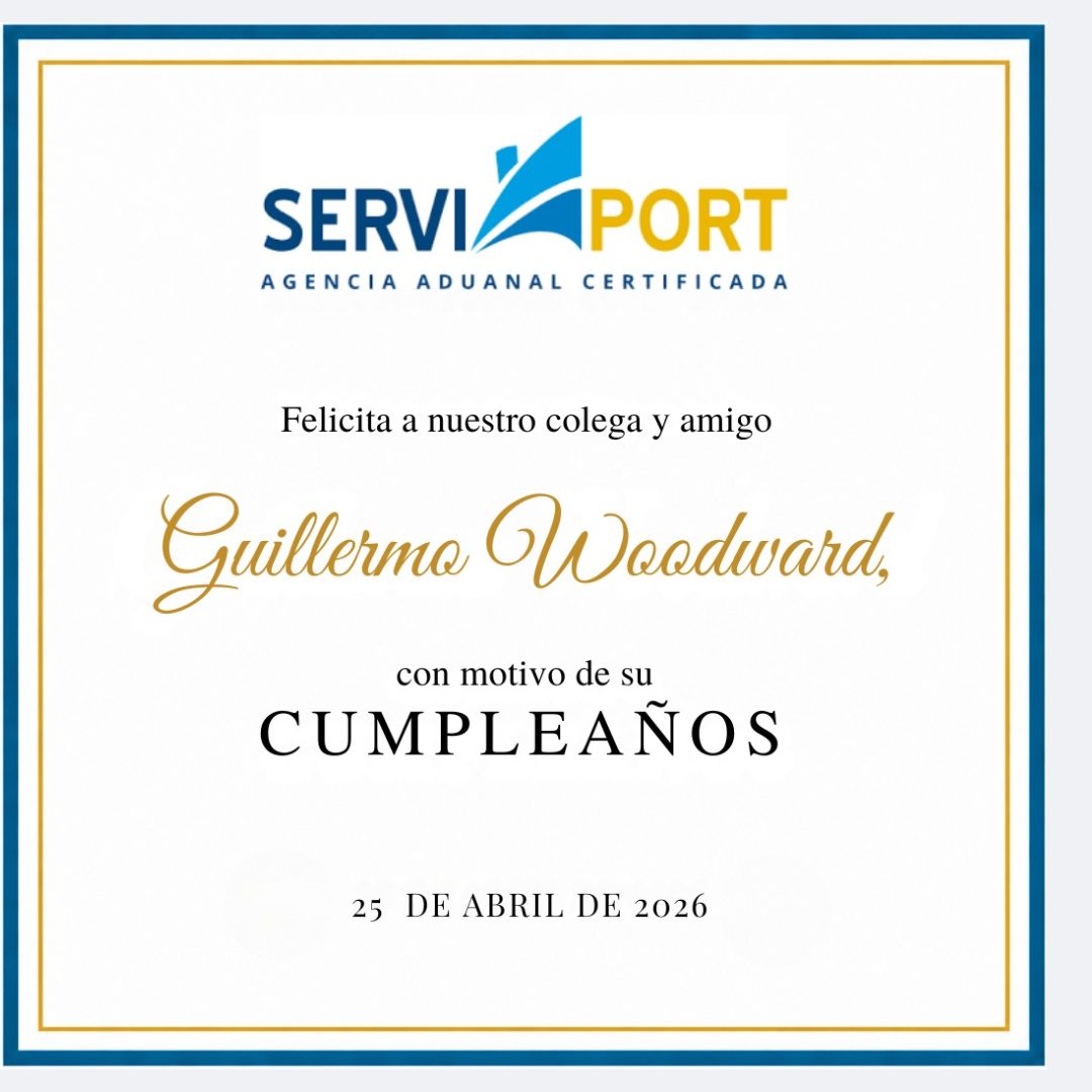 SERVI-PORT felicita a nuestro colega y amigo, Guillermo Woodward, con motivo de su cumpleaños.