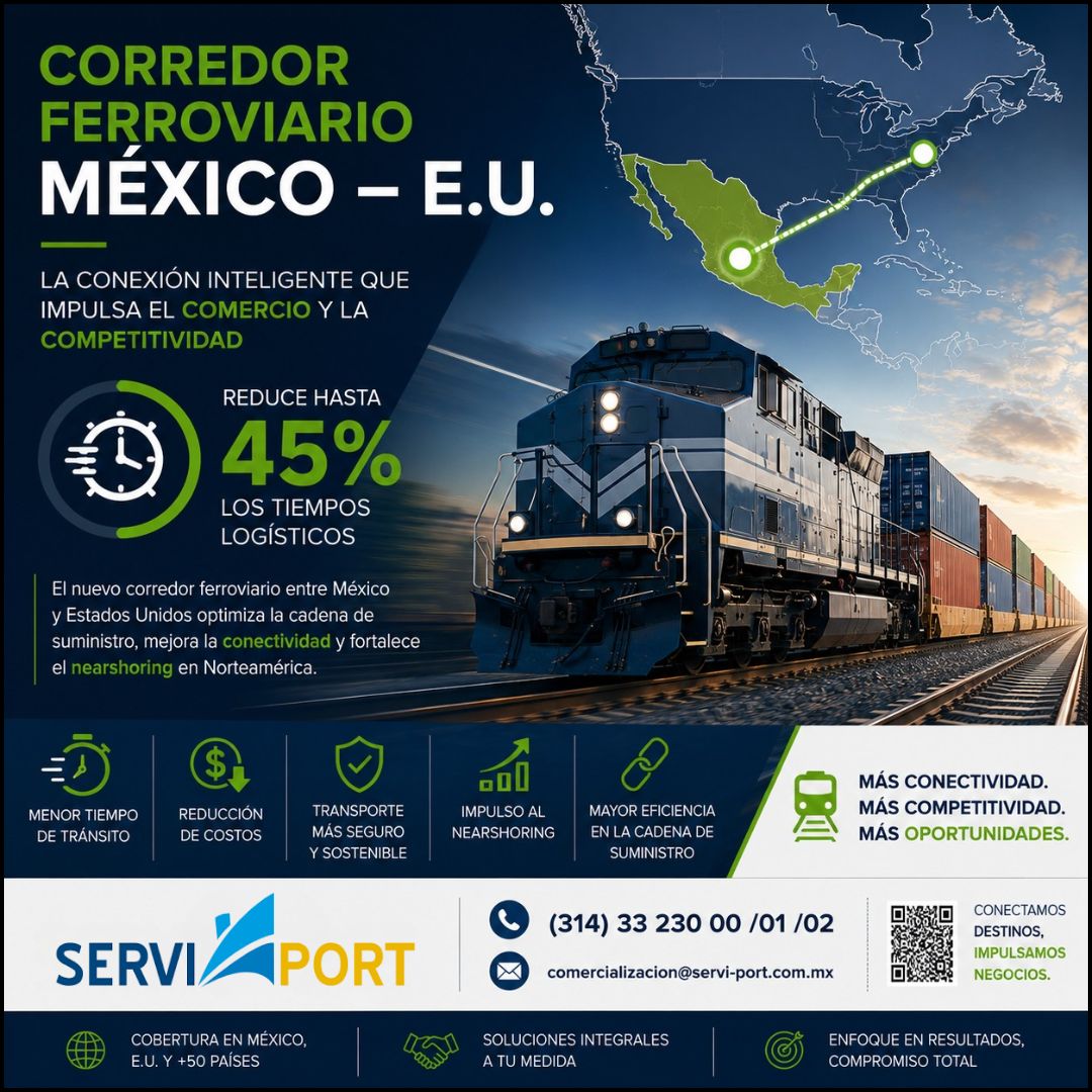 Corredor ferroviario entre México y Estados Unidos reduce hasta 45% los tiempos logísticos