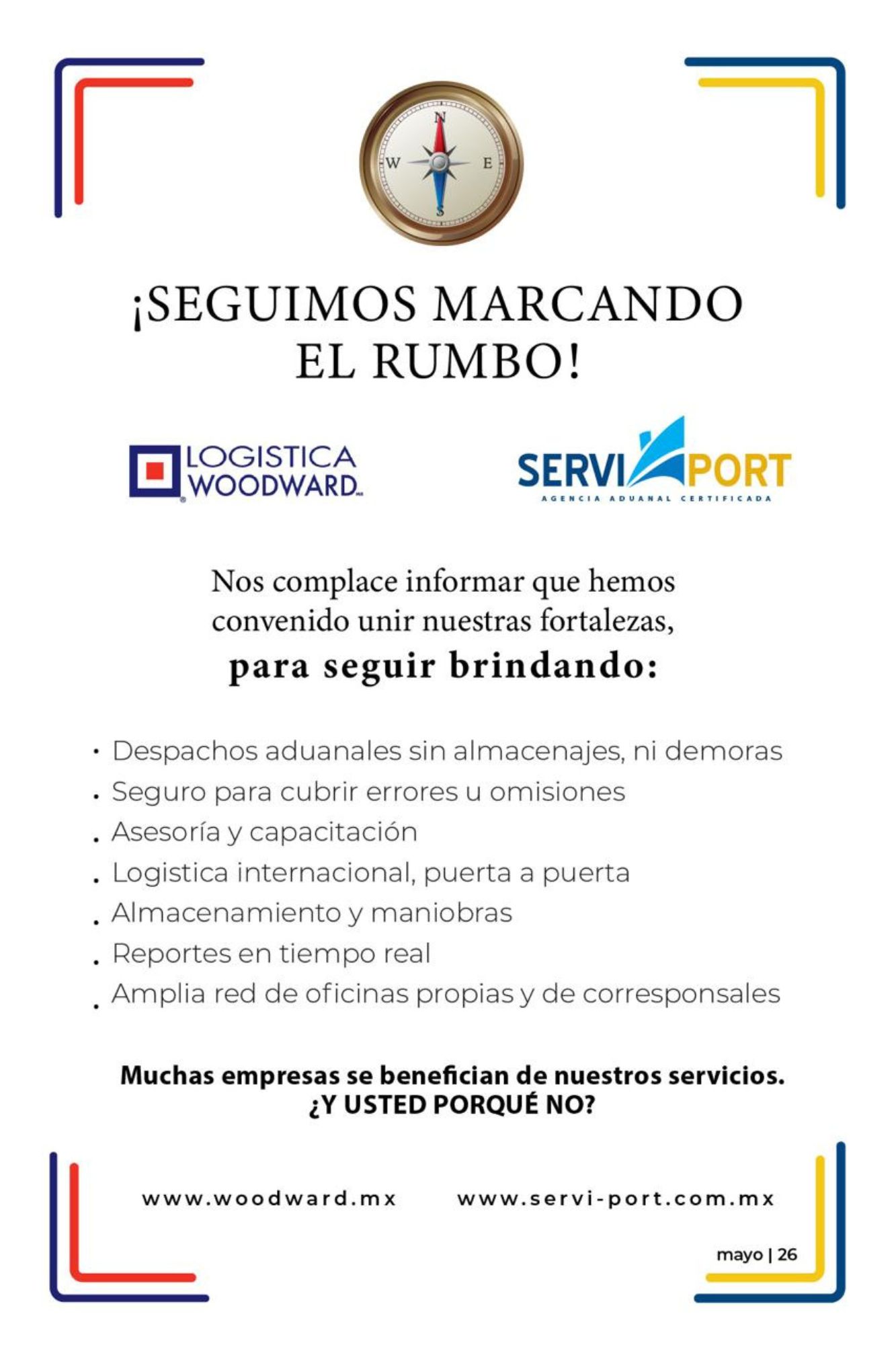 SERVI-PORT y Logística Woodward fortalecen colaboración estratégica